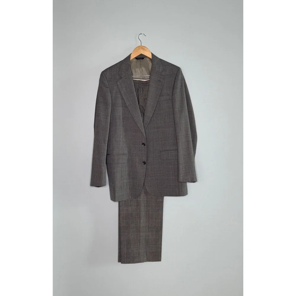 Cricketeer Hecht's Mens Grey Glen Plaid 2 Button Suit Blazer Trousers USA Made - Picture 1 of 11